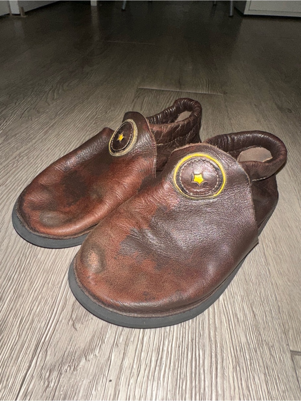 Softstar Child Youth Rugged Rambler Dark Brown Leather Slip On Shoe Sz 1